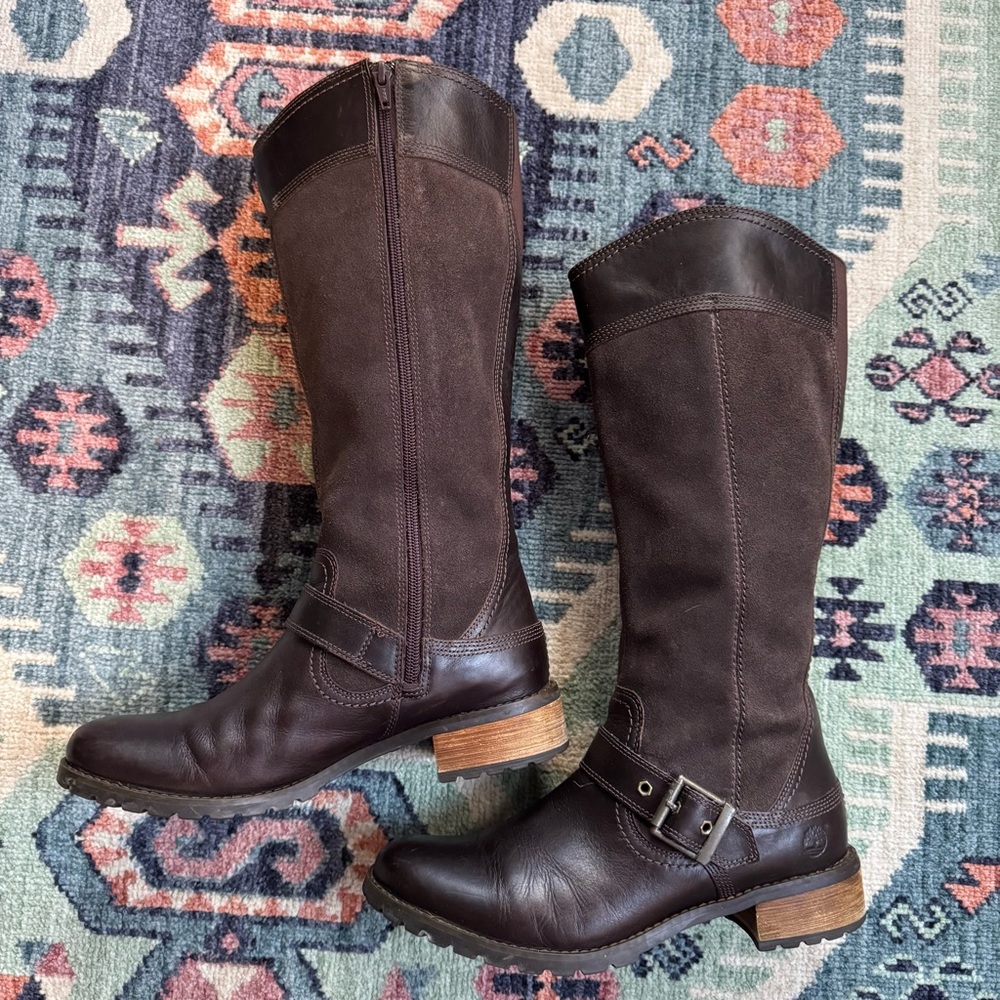 Timberland Bethel Brown Leather & Suede Knee High Boots Women’s 8